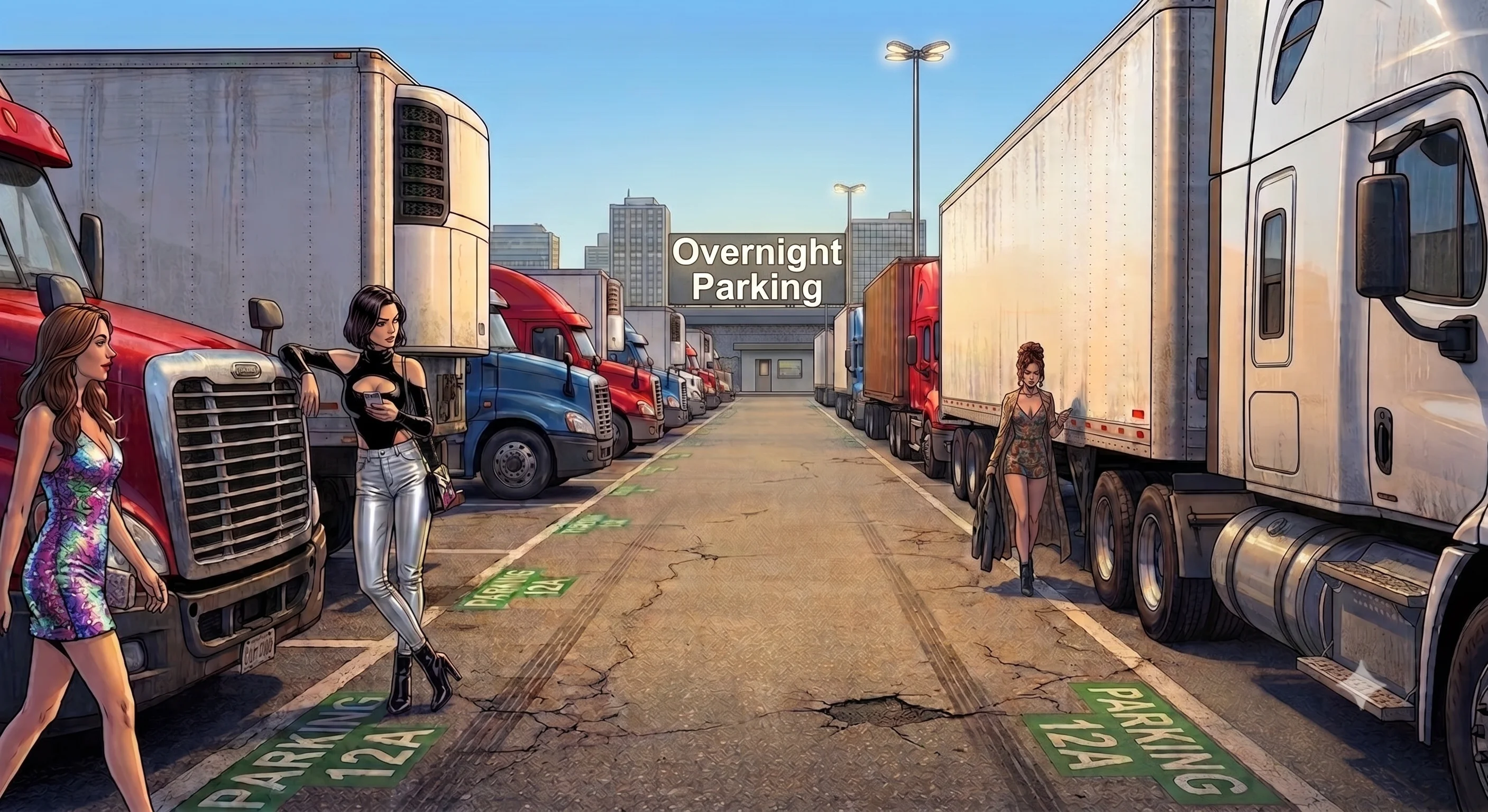 Truck Stop Parking Lot